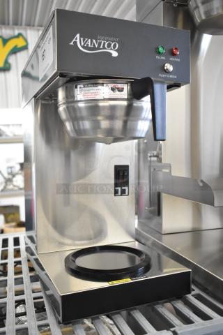BRAND NEW Avantco CMA2B Automatic Coffee Maker with 2 Decanter Warmers, 120V, stainless steel, scratch and dent condition.