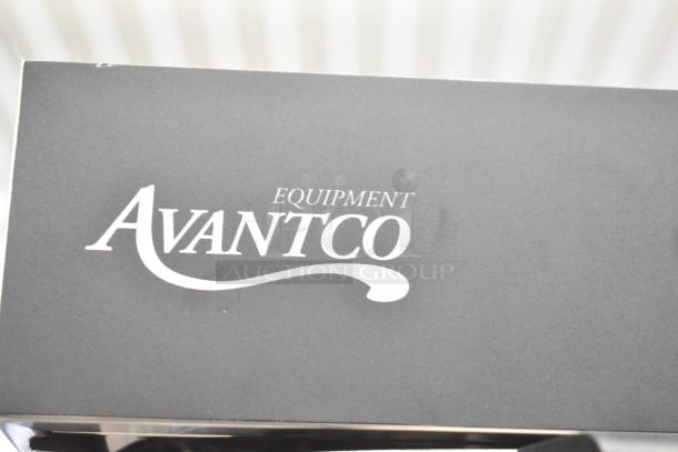 Brand new Avantco CMA2B coffee maker, 2 decanter warmers, 120V, 1 phase. Minor scratches. Brand logo visible on top.