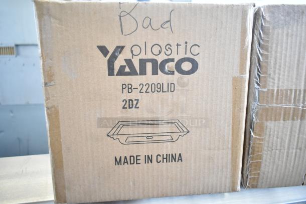 Six new boxes of Yanco PB-2209LID covers for BP-2209, each box containing 24 lids, Made in China.