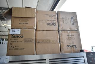 6 boxes of 24 Yanco PB-2209LID covers for BP-2209, brand new. Packaged with visible labels, “Made in China” and dimensions.