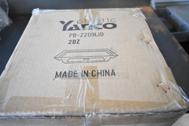 Six brand new boxes of Yanco PB-2209LID covers, 24 per box, Made in China, shown in original packaging.