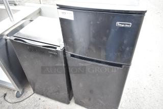Two mini coolers: Magic Chef HMDR450BE and Insignia NS-CF33BK8, black finish, 115 volts, 1 phase, both show external wear.