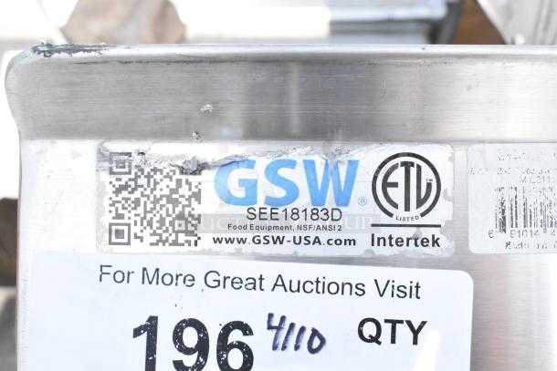 Commercial GSW 3 Bay Sink with Dual Drain Boards, NSF/ANSI 2 certified by Intertek. Model SEE18183D.