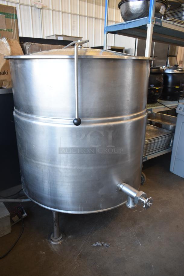 Cleveland KEL-100 100 Gallon Steam Jacketed Electric Kettle, stainless steel, 208/240V, 3 phase, excellent condition.