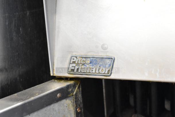 Pitco Frialator commercial gas deep fat fryer, showing logo, used condition with visible wear.