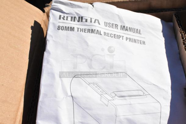 Rongta Sam4S receipt printers with user manual, 80mm thermal printing. Auction for three units, enhancing bid value.