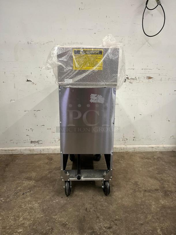 Brand new Atosa ATFS-50 CookRite 50 lb heavy-duty gas fryer with 4 burners, wrapped in protective packaging.