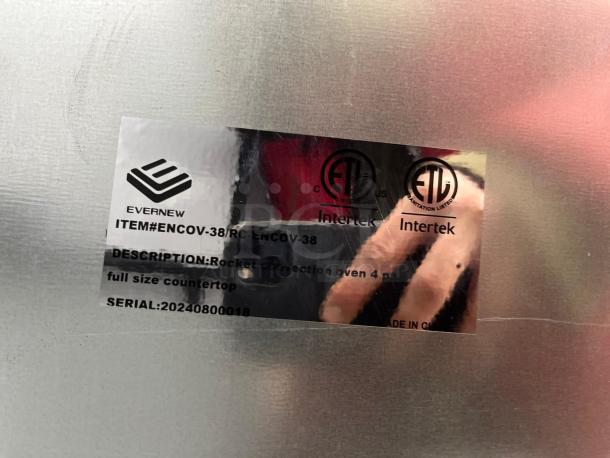 ROCKET ENCOV-38 Enhanced Convection Oven, full size countertop, glass door, 208/240V, ETL certified, serial 20240800018.