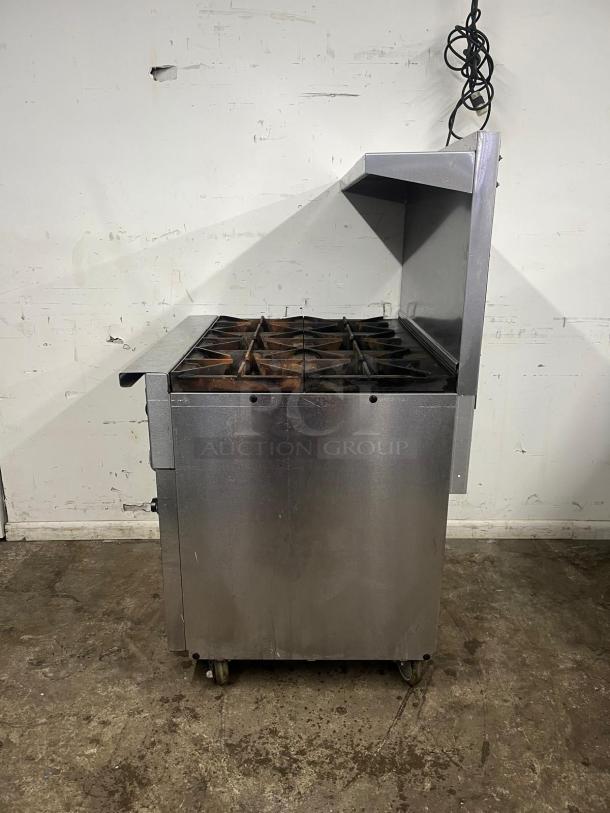 VULCAN 36" 6-burner gas range with standard oven, model 36S-6B, natural gas, metal finish, used condition.