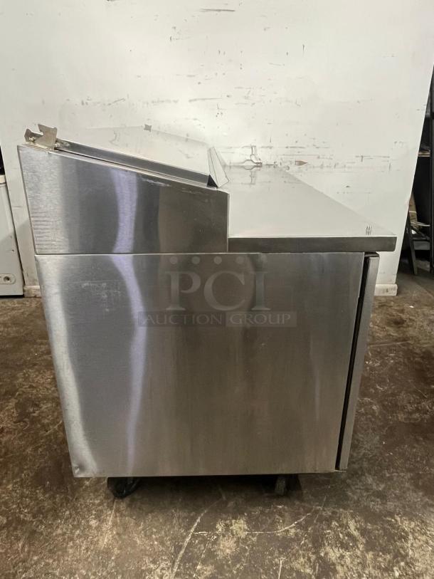 RANDELL 8268N 68" refrigerated pizza prep table, stainless steel, 2 doors, 17.76 cu. ft., good condition.
