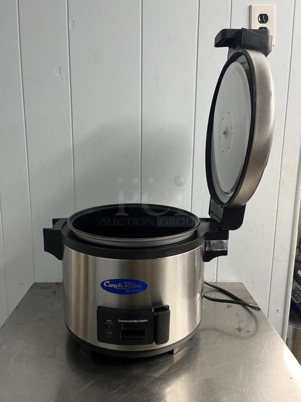 Brand new Cookrite SRC-60H rice cooker, 120V, stainless steel, includes rice paddle holder, commercial use.