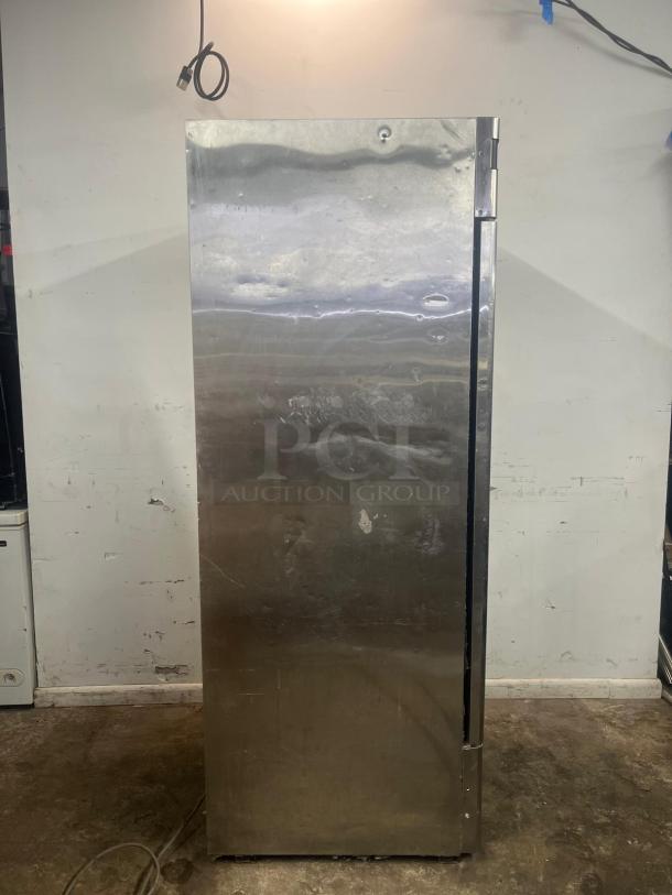 TURBO AIR TSF-23SD-N 27" solid door reach-in freezer, stainless steel, LED lighting, minor surface marks.