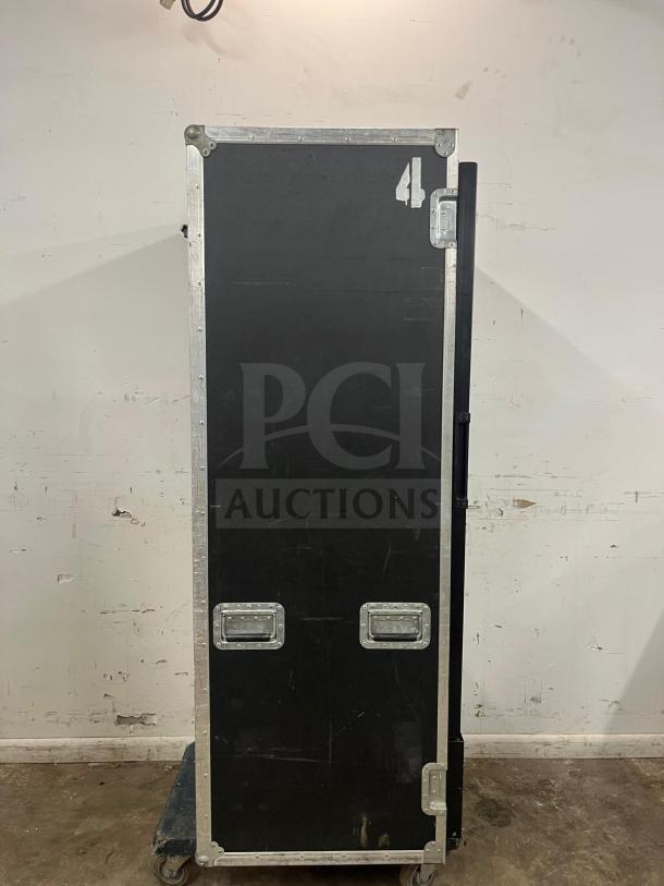 BEVERAGE-AIR MT12-1B Market Series 25" black merchandiser in shipping box with LED lighting, shows handles and number "4".