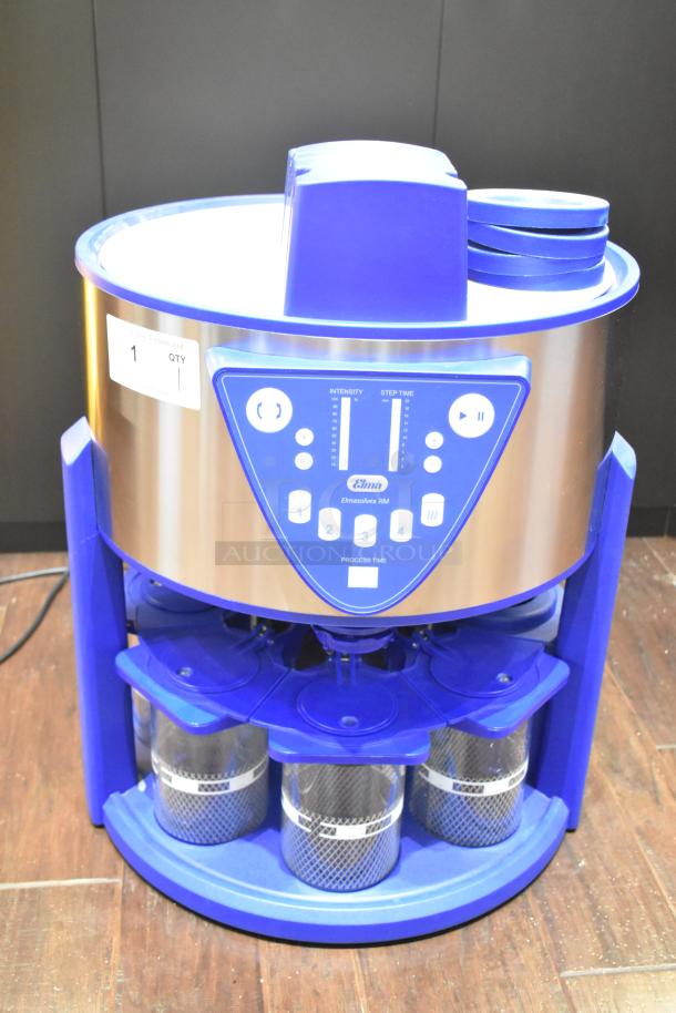 Elma Elmasolvex RM automatic 4 jar cleaning machine for watches, blue controls, 115-120V, 1 phase, like new condition.