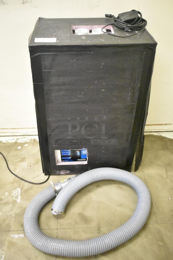 Quatro Air Technologies PGR-21 dust collector, 100-120V, 1 Phase. Includes flexible hose, control panel visible, used condition.