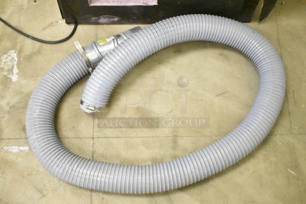 Quatro Air Technologies PGR-21 commercial dust collector hose, gray, flexible, with metal clamps, good condition.