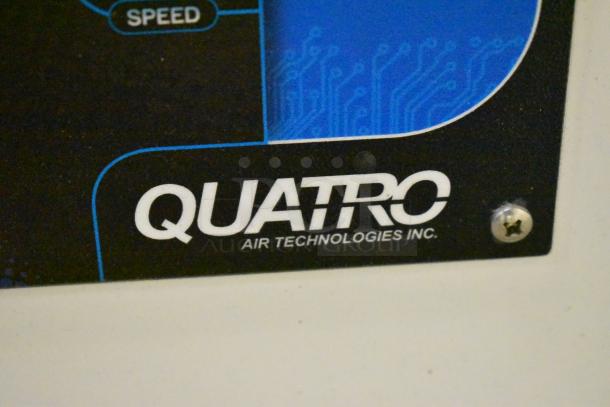 Quatro Air Technologies PGR-21 label, featuring brand logo. Commercial dust collector/air purification system.