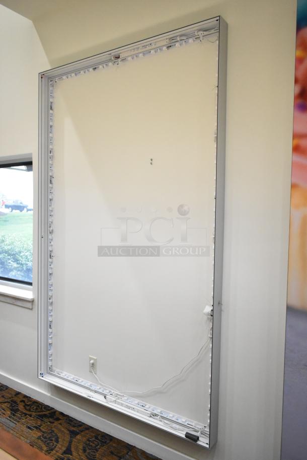 SEG Systems LB-EDG-6D-W6-24 wall mount lighted picture frame, 110-277V, new condition, aluminum frame, LED interior.