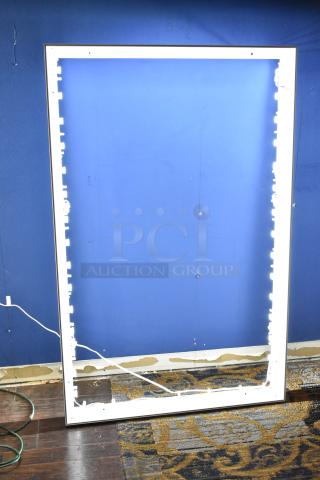 SEG Systems Wall Mount Lighted Picture Frame, compatible with 110-277 volts. Good condition, frame and wiring visible.