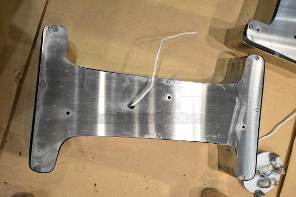 White "I" letter with a silver finish frame, features visible wiring. Some wear visible, suitable for signage or decoration.