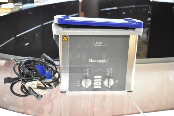 Gesswein Elmasonic S30H Ultrasonic Jewelry Cleaner, 115-120V, 1 Phase, includes controls and power cables.