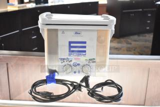 Gesswein Elmasonic Easy 30H Ultrasonic Jewelry Cleaner, 115-120V, 1 Phase. Features dual dials, visible cables, and logos.