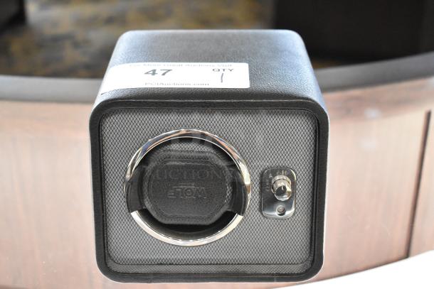 Wolf M2.5 Single Winder 4524029MAY, black leather, silver trim, excellent condition, dial and logo visible.