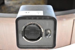 Wolf M2.5 Single Winder 4524029MAY, black leather, silver trim, excellent condition, dial and logo visible.