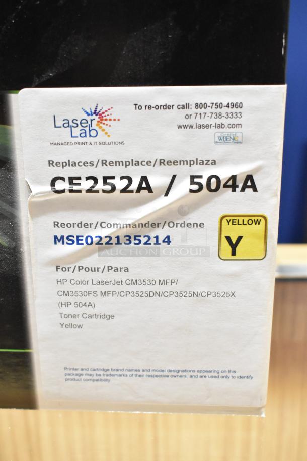 LaserLab CE252A / 504A Yellow Ink Cartridge for HP Color LaserJet CM3530, CP3525 models; new condition.