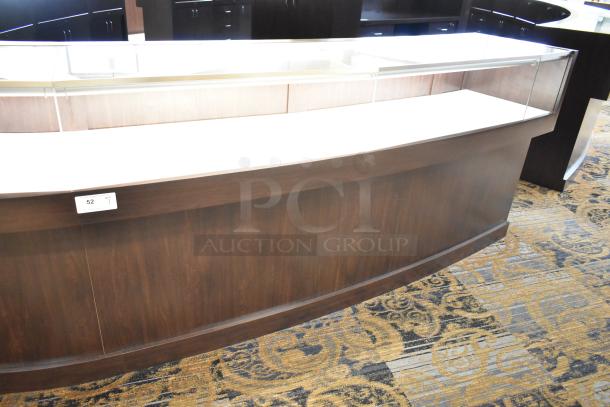 Wooden lighted jewelry case with rear doors, 3 drawers, gently used condition. Buyer removes; label shows quantity 1.