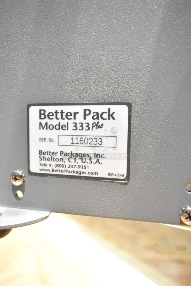 Better Packages 333 Plus Manual Kraft Tape Dispenser with visible label showing serial number 1160233, in good condition.