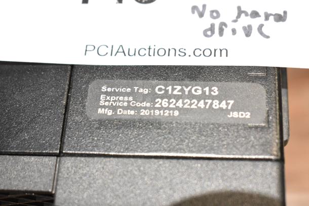 Dell Optiplex 7070 computer tower, missing hard drive, service tag C1ZYG13, mfg. date 20191219, PCI Auctions label shown.