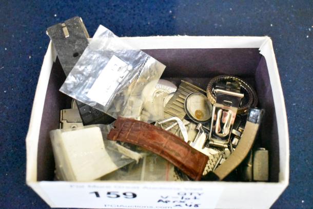 Box containing 48 assorted items including watches and watch bands, varied condition. Visible brand: Citizen.