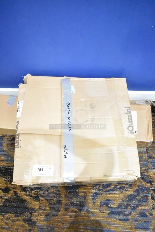 Cardboard box labeled "iGuzzini RE18 Underscore LED Light Strip," taped shut with handwriting. Condition: Sealed.