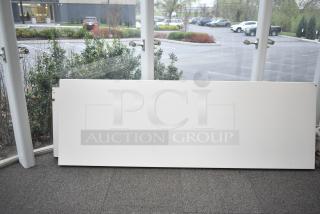 Four white panels on display, suitable for walls or partitions, in good condition. Perfect for auction, noted as "4 Panels. 4 Times Your Bid!"