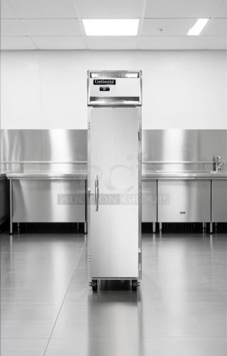 Continental Refrigerator 1RSE-N 18" narrow reach-in, stainless steel, superior condition, fully tested, model CON-L-REF-0805.