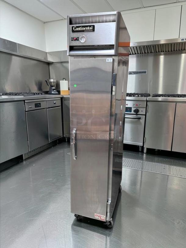 Continental Refrigerator 1RSE-N, 18" stainless steel, one section, superior condition, fully tested, 115V, visible brand labeling.