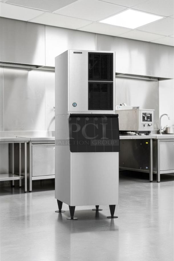 Hoshizaki KM-520MAJ commercial ice machine, stainless steel, air-cooled, 556 lb/day capacity, top-tier condition, fully tested.