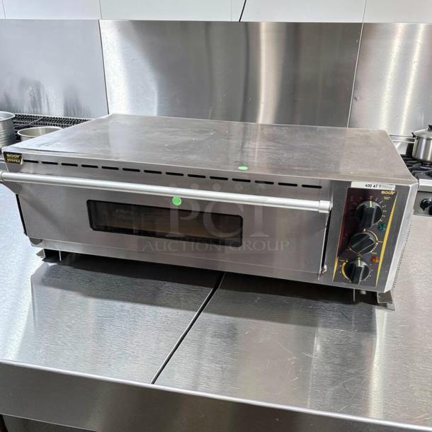 Superior condition Equipex Sodir PZ-4302D countertop pizza deck oven, commercial electric, tested, operational, 208-240V.