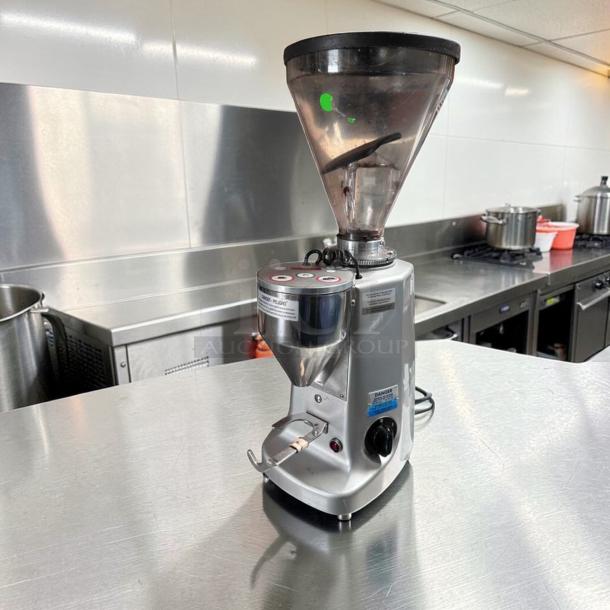 Mazzer Super Jolly V Up Electronic espresso grinder, exceptional condition, 120V, tested, stainless steel, Italy made.