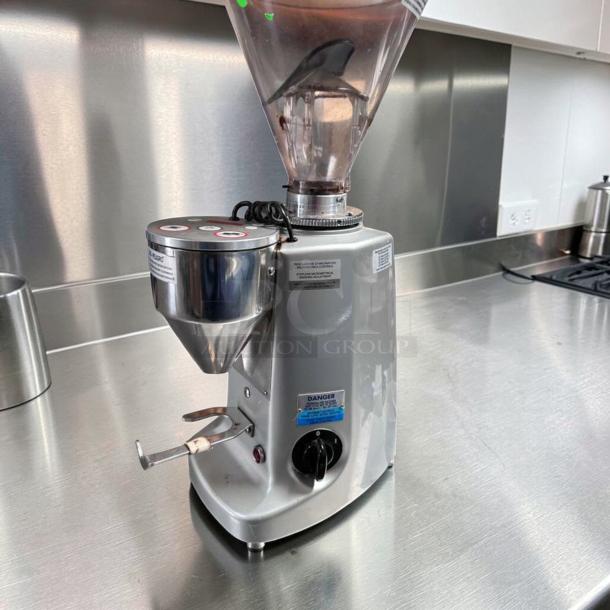Mazzer Super Jolly V Up Electronic espresso grinder, excellent condition, sleek design, precise controls, 120V, fully operational.