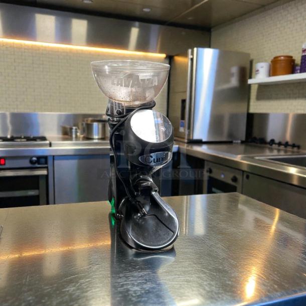 Cunill Tranquilo-Tron espresso grinder in exceptional condition, features silent system, digital control, fully operational.