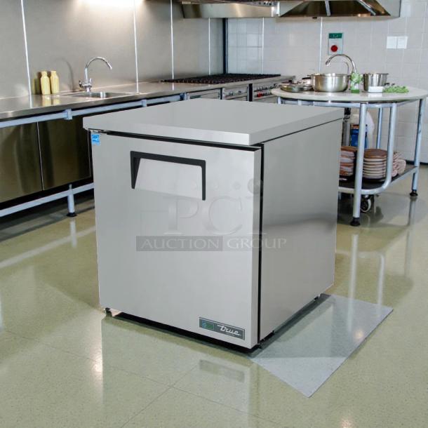 True TUC-27F-LP-HC undercounter freezer, 27" stainless steel, left hinge, excellent condition, fully operational, 115V.