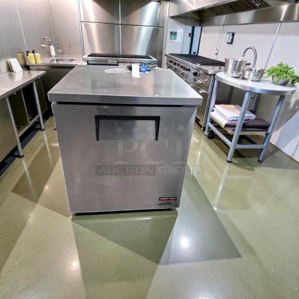 True TUC-27F-LP-HC commercial undercounter freezer, 27" wide, stainless steel, left hinge, fully tested, excellent condition.