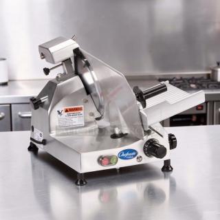 Globe C10 Chefmate meat slicer, 10" blade, stainless steel, excellent condition, belt-driven, fully operational, 115V.