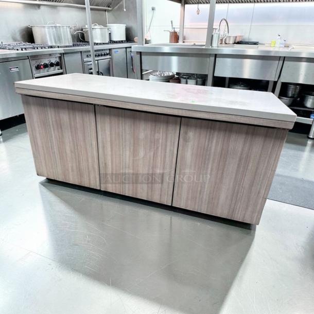 True TUC-72-HC ADA 72" undercounter refrigerator, 3-door, stainless steel, exceptional condition, fully tested.