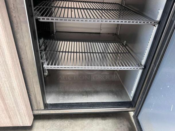 True TUC-72-HC ADA undercounter refrigerator, 3-door, stainless steel interior with shelves, exceptional condition, fully tested.