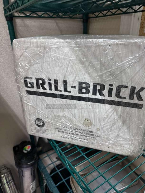 Brand new Grill Brick Standard grill cleaning block, 8" x 4" x 3.5", removes grease, NSF certified, sealed packaging.