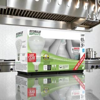 Feit Electric ESL15BR30/4/ECO BR30 soft white CFL light bulbs, 4-pack, 65W equivalent, energy-saving, new condition.