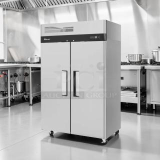 Turbo Air M3R47-2 commercial refrigerator, stainless steel, dual solid doors, superior condition, fully tested, 115V.